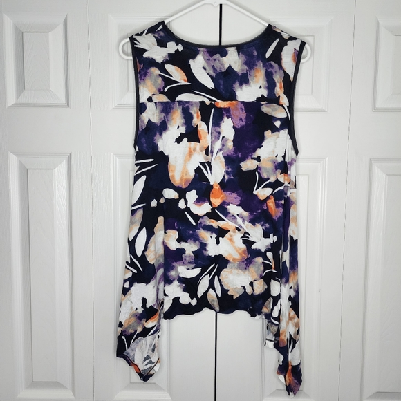 Vera Wang Abstract Floral Tank Top Sz L - Picture 7 of 11